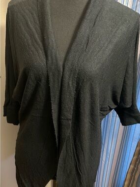 Source Unknown Black Open-Front Short Sleeve Cardigan